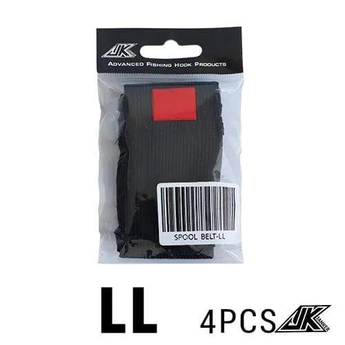JK 4 Stück/Packung Schwarzer elastischer Angelspulengürtel Angelrollen-Schutzgürtel Spinnrad Rollenzubehör