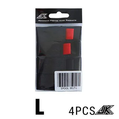 JK 4 Stück/Packung Schwarzer elastischer Angelspulengürtel Angelrollen-Schutzgürtel Spinnrad Rollenzubehör