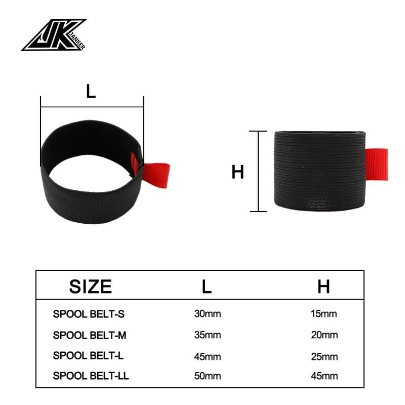 JK 4 Stück/Packung Schwarzer elastischer Angelspulengürtel Angelrollen-Schutzgürtel Spinnrad Rollenzubehör