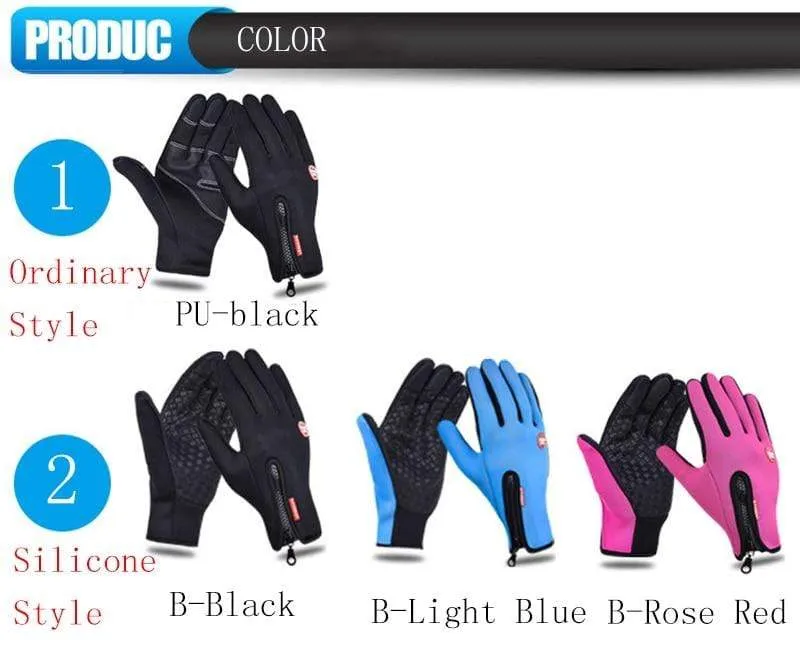 Mann Winter Skihandschuhe Touchscreen wasserdicht warm Mode winddicht Radfahren Reißverschluss Outdoor Sport Handschuhe