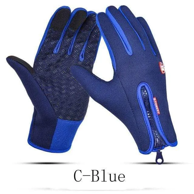 Mann Winter Skihandschuhe Touchscreen wasserdicht warm Mode winddicht Radfahren Reißverschluss Outdoor Sport Handschuhe