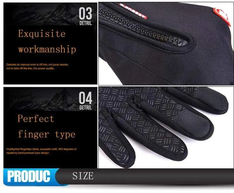 Mann Winter Skihandschuhe Touchscreen wasserdicht warm Mode winddicht Radfahren Reißverschluss Outdoor Sport Handschuhe