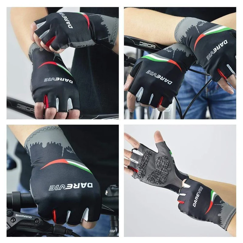 Halbfinger-Fahrradhandschuhe mit Gelpolster, stoßfeste Fahrradhandschuhe, atmungsaktive Fahrradhandschuhe ohne Klettverschluss, Fahrradhandschuhe für Rennrad und MTB