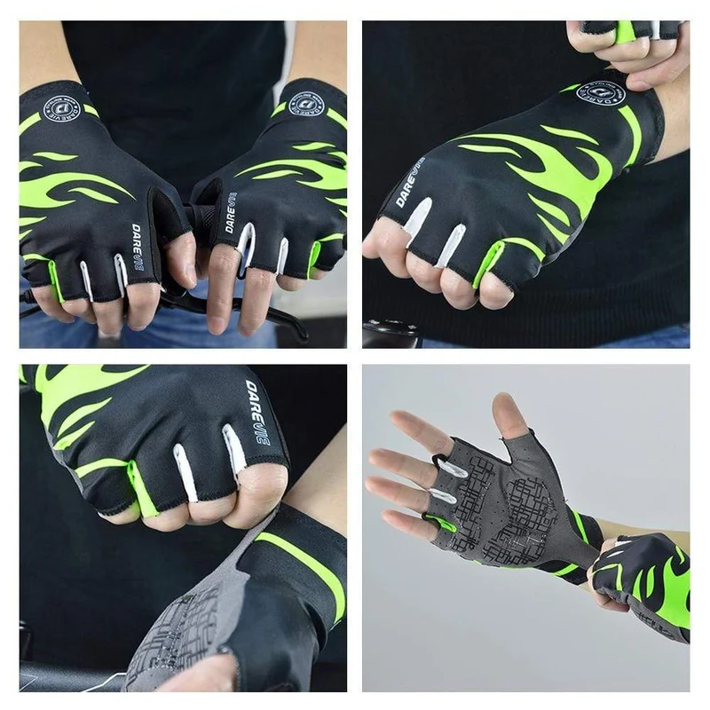 Halbfinger-Fahrradhandschuhe mit Gelpolster, stoßfeste Fahrradhandschuhe, atmungsaktive Fahrradhandschuhe ohne Klettverschluss, Fahrradhandschuhe für Rennrad und MTB
