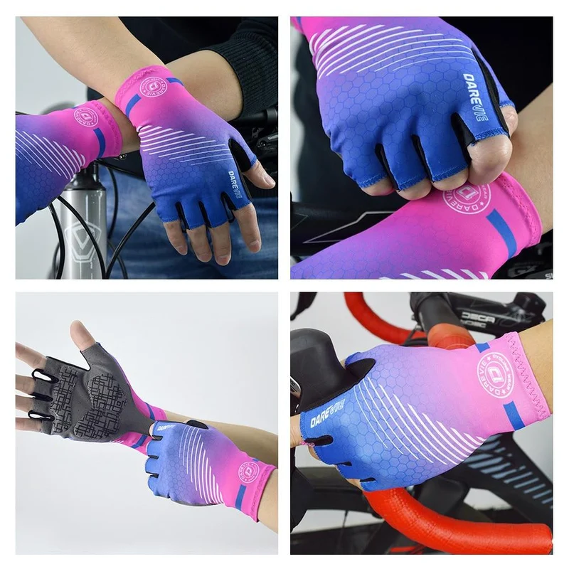 Halbfinger-Fahrradhandschuhe mit Gelpolster, stoßfeste Fahrradhandschuhe, atmungsaktive Fahrradhandschuhe ohne Klettverschluss, Fahrradhandschuhe für Rennrad und MTB