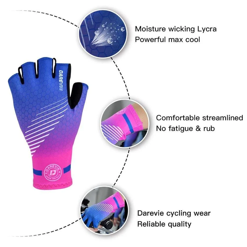 Halbfinger-Fahrradhandschuhe mit Gelpolster, stoßfeste Fahrradhandschuhe, atmungsaktive Fahrradhandschuhe ohne Klettverschluss, Fahrradhandschuhe für Rennrad und MTB