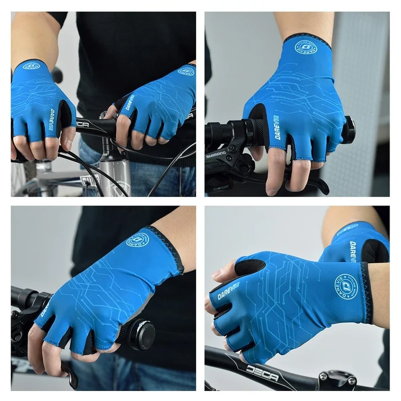 Halbfinger-Fahrradhandschuhe mit Gelpolster, stoßfeste Fahrradhandschuhe, atmungsaktive Fahrradhandschuhe ohne Klettverschluss, Fahrradhandschuhe für Rennrad und MTB