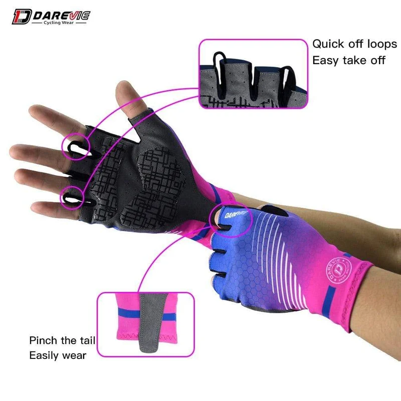 Halbfinger-Fahrradhandschuhe mit Gelpolster, stoßfeste Fahrradhandschuhe, atmungsaktive Fahrradhandschuhe ohne Klettverschluss, Fahrradhandschuhe für Rennrad und MTB