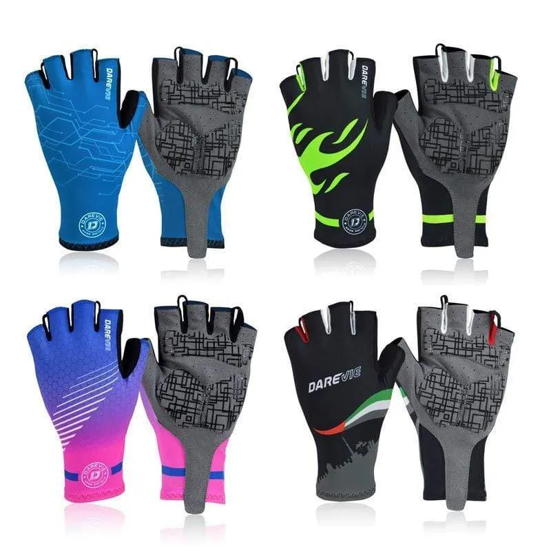 Halbfinger-Fahrradhandschuhe mit Gelpolster, stoßfeste Fahrradhandschuhe, atmungsaktive Fahrradhandschuhe ohne Klettverschluss, Fahrradhandschuhe für Rennrad und MTB