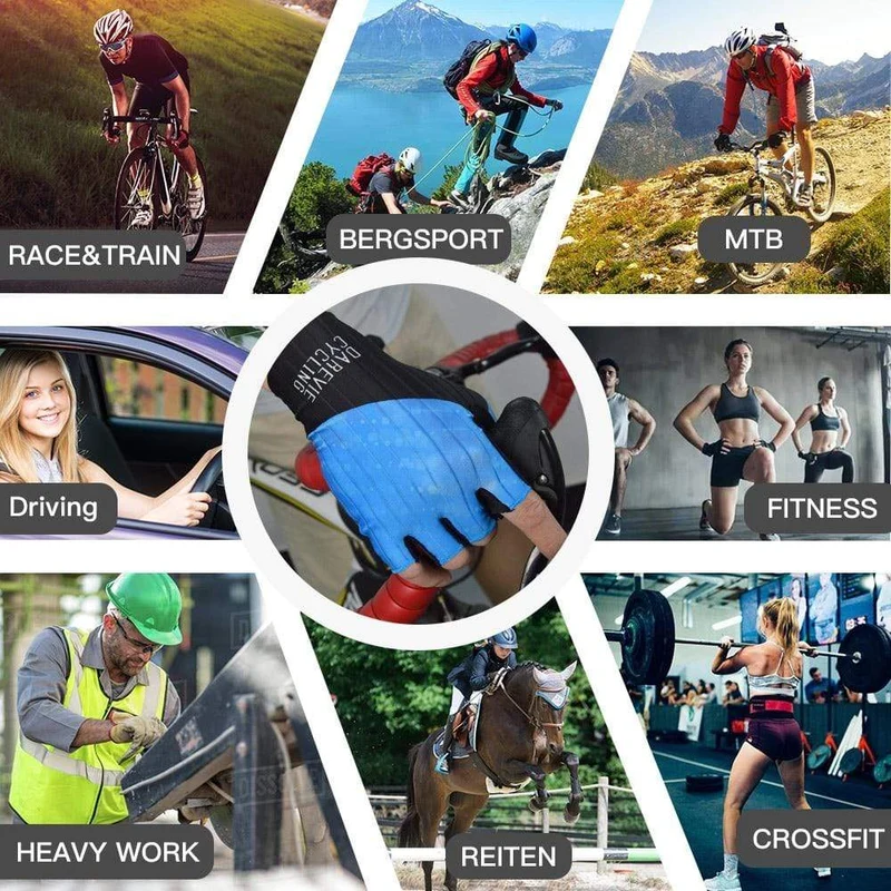 Fahrradhandschuhe Pro Light, weich, atmungsaktiv, kühl, trocken, Halbfinger-Fahrradhandschuh, rutschfest, stoßfest, Fahrradhandschuhe, MTB, Rennrad