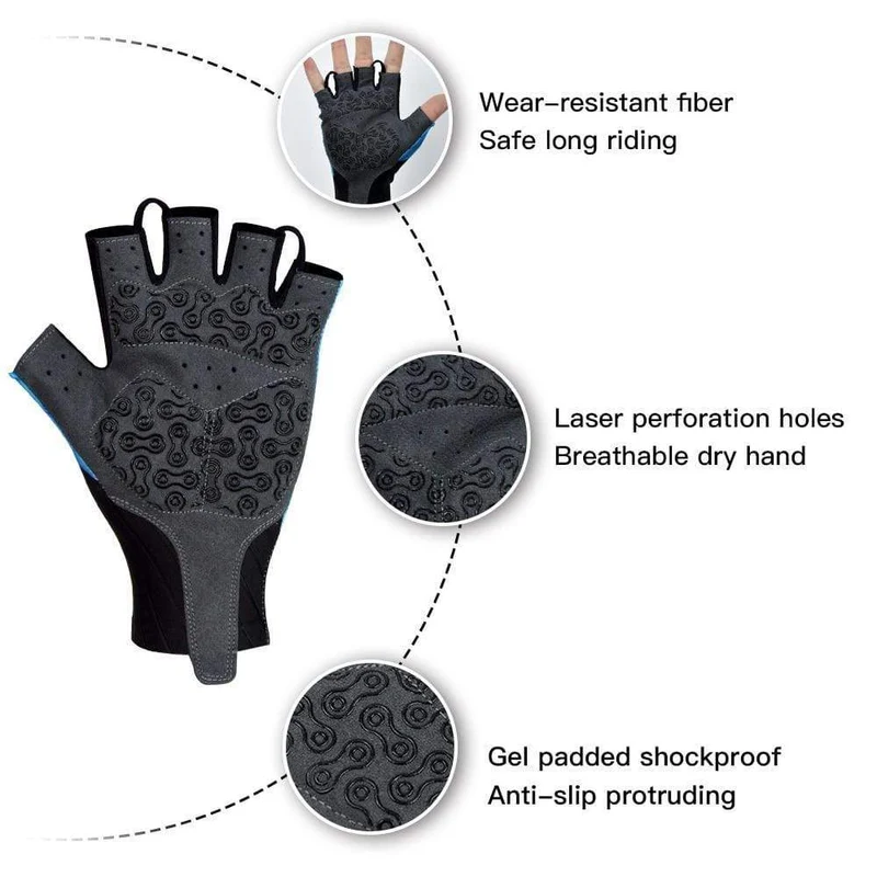 Fahrradhandschuhe Pro Light, weich, atmungsaktiv, kühl, trocken, Halbfinger-Fahrradhandschuh, rutschfest, stoßfest, Fahrradhandschuhe, MTB, Rennrad