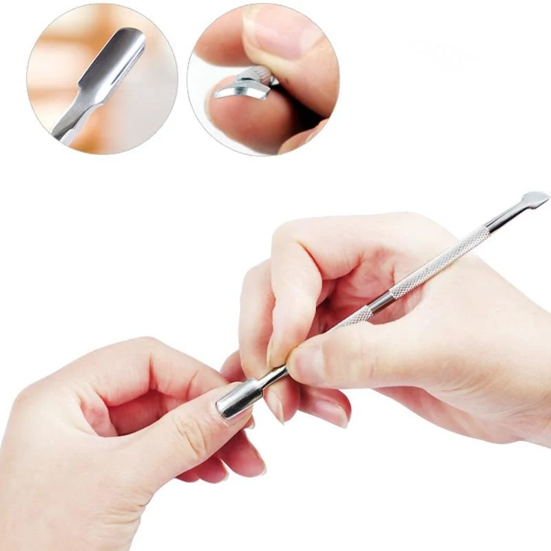 1 Stück Nagelhautschieber aus Edelstahl mit Doppelkopf für die Maniküre 2021 Werkzeuge für die Nagelkunst, rutschfestes Nagelhautentferner-Zubehör