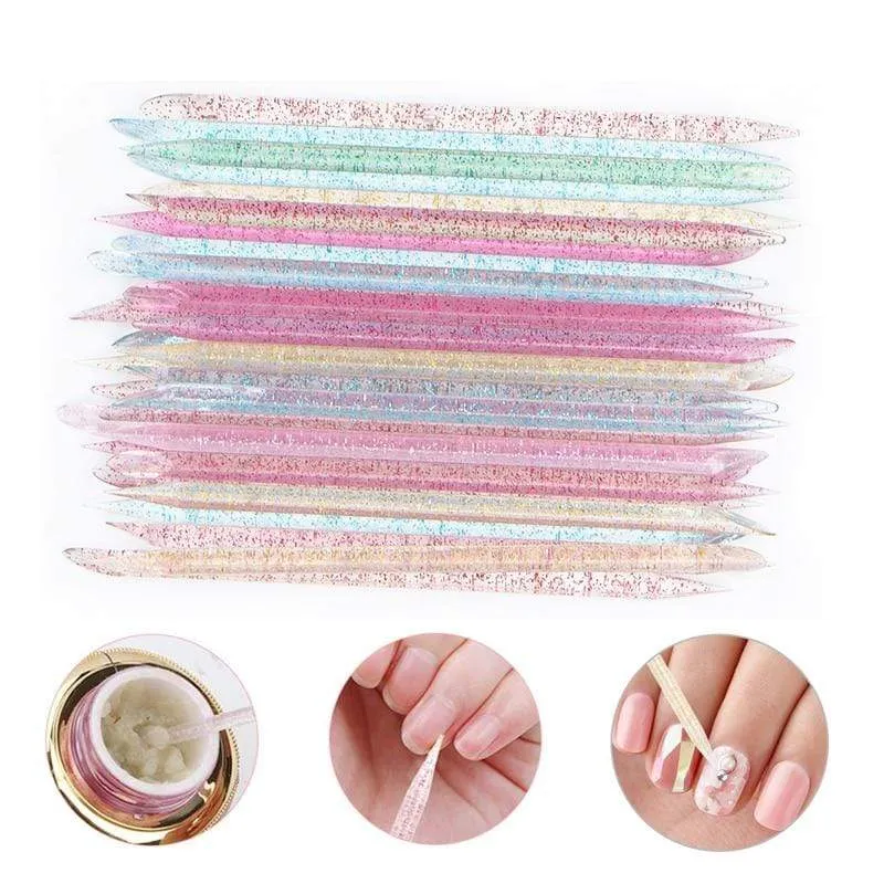 25/50/100 Stück wiederverwendbarer Kristallstab mit doppeltem Ende für Nailart, Nagelhautschieber, Nagelhautentferner, Werkzeug für Pediküre, Nagelmaniküre-Werkzeug