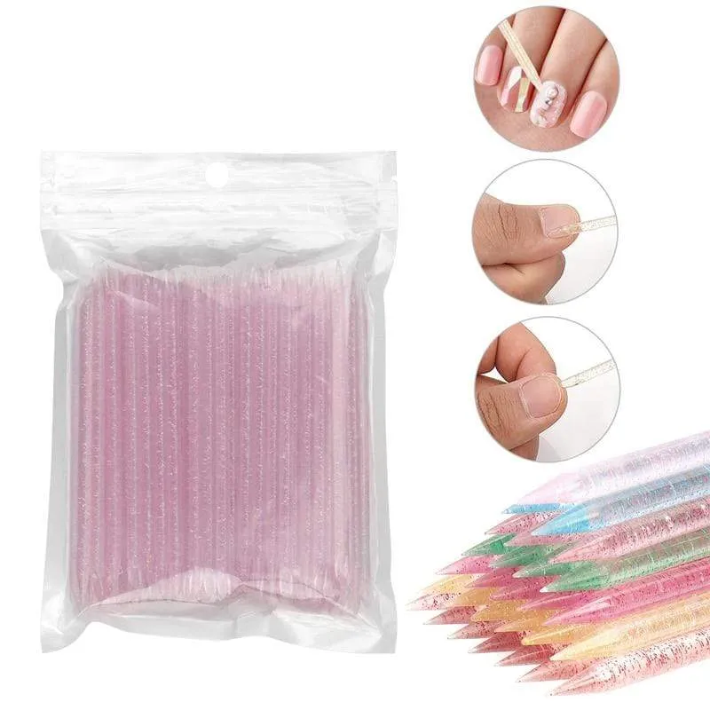 25/50/100 Stück wiederverwendbarer Kristallstab mit doppeltem Ende für Nailart, Nagelhautschieber, Nagelhautentferner, Werkzeug für Pediküre, Nagelmaniküre-Werkzeug