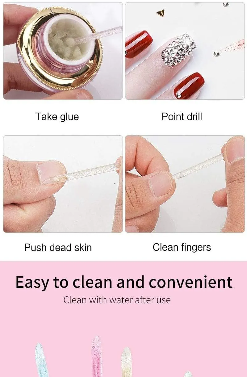 25/50/100 Stück wiederverwendbarer Kristallstab mit doppeltem Ende für Nailart, Nagelhautschieber, Nagelhautentferner, Werkzeug für Pediküre, Nagelmaniküre-Werkzeug