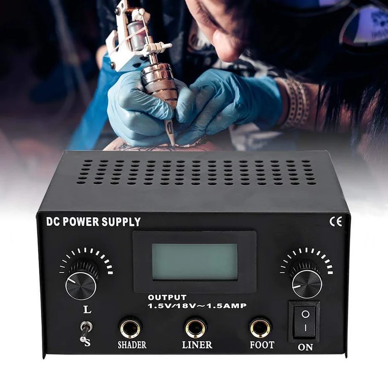 Duales digitales Tattoo-Maschinen-Netzteil mit 2 Spulen, Liner und Shader, Tattoo-Maschinengewehr-Fußschalter und Clip-Kabel-Set