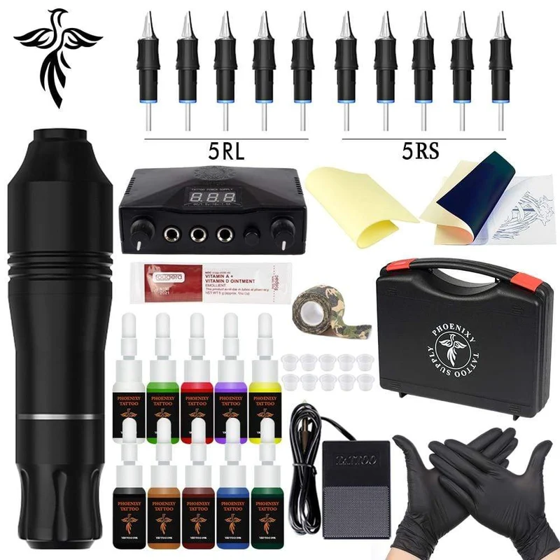 Tattoo-Sets Tattoo-Maschinenset Komplettes Tattoo-Stiftmaschinenset für Anfänger Stick-and-Poke-Pigmente für Permanent-Make-up-Zubehör