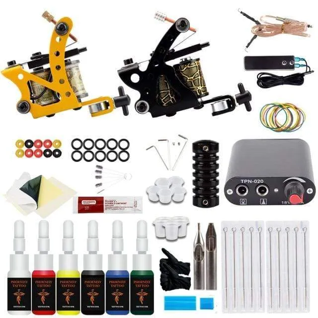 Tattoo-Sets Tattoo-Maschinenset Komplettes Tattoo-Stiftmaschinenset für Anfänger Stick-and-Poke-Pigmente für Permanent-Make-up-Zubehör