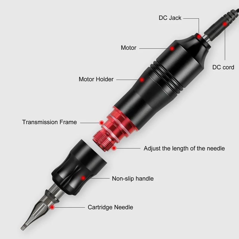 Komplettes Tattoo-Maschinen-Set Professionelles Rotary Pen Set Tattoo-Patronennadeln für Permanent Make-up Augenbrauen Tattoo Körper
