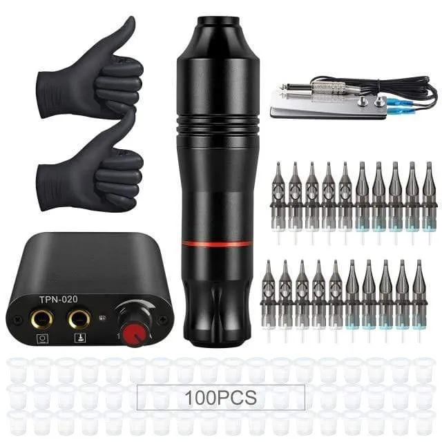 Komplettes Tattoo-Maschinen-Set Professionelles Rotary Pen Set Tattoo-Patronennadeln für Permanent Make-up Augenbrauen Tattoo Körper