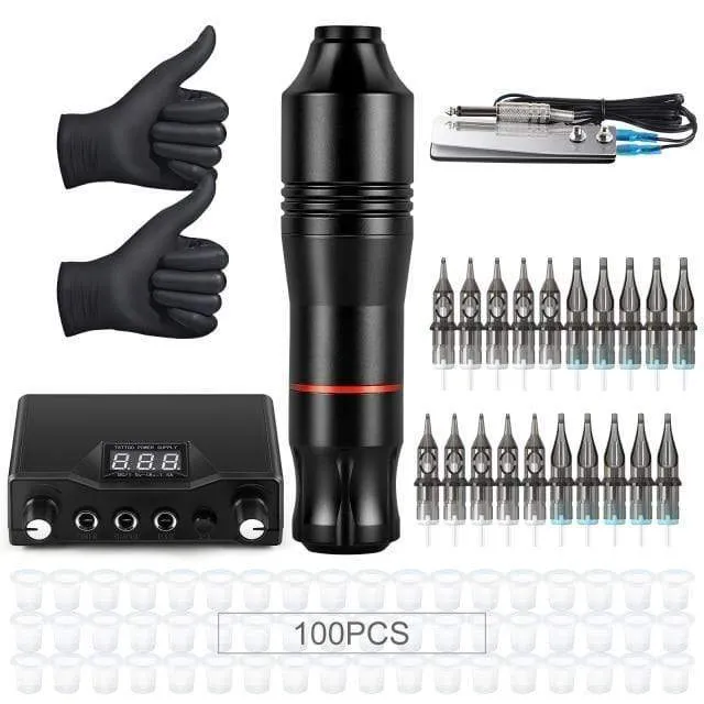 Komplettes Tattoo-Maschinen-Set Professionelles Rotary Pen Set Tattoo-Patronennadeln für Permanent Make-up Augenbrauen Tattoo Körper