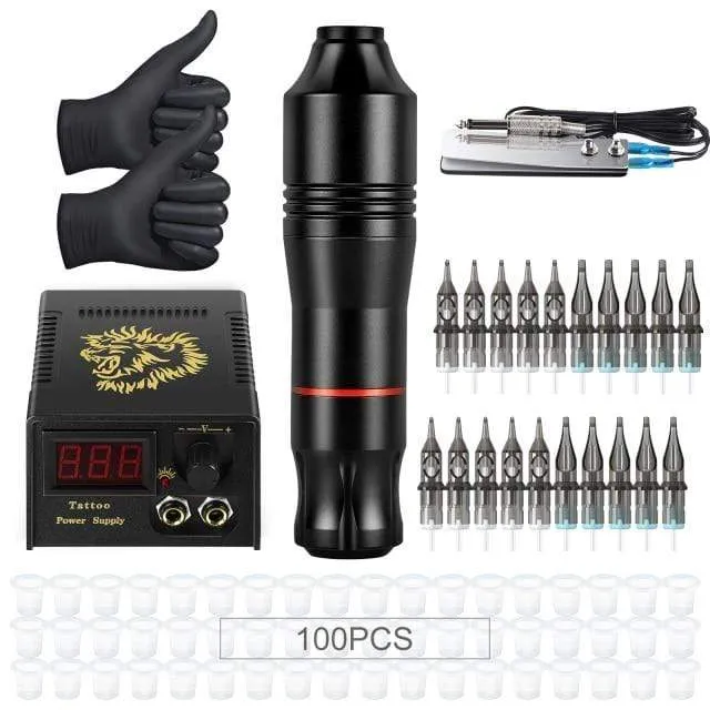Komplettes Tattoo-Maschinen-Set Professionelles Rotary Pen Set Tattoo-Patronennadeln für Permanent Make-up Augenbrauen Tattoo Körper