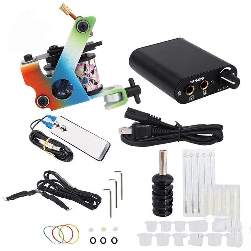 Anfänger Tattoo Kit Hochwertige 8 Wickelspulen Tattoo Pistole Maschinen Griffe Nadeln Tipps Netzteil Tatu Tattoo Supplies