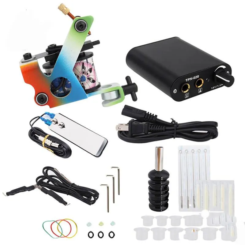 Anfänger Tattoo Kit Hochwertige 8 Wickelspulen Tattoo Pistole Maschinen Griffe Nadeln Tipps Netzteil Tatu Tattoo Supplies