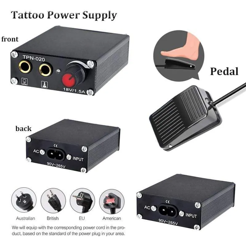 Tattoo-Set, Spulen-Tattoo-Maschinen-Set, Tattoo-Netzteil, Nadeln, professionelles Tattoo-Maschinen-Set für Anfänger
