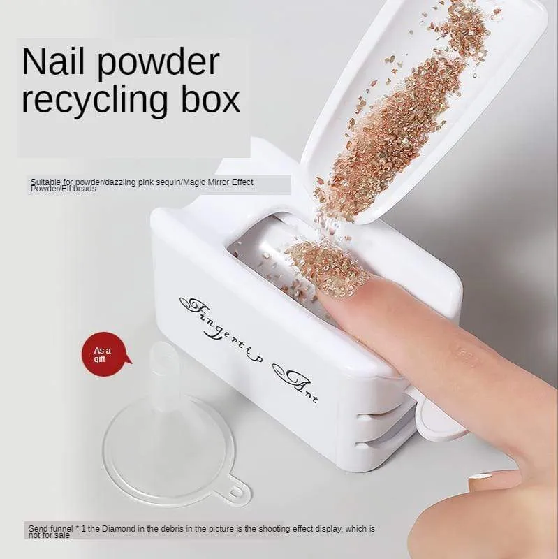 Weiße doppelschichtige französische Puderbox aus ABS, recycelte Aufbewahrungsbox für Nagelpulver, tragbarer Infiltrationspulverbehälter, Nagelwerkzeug D302