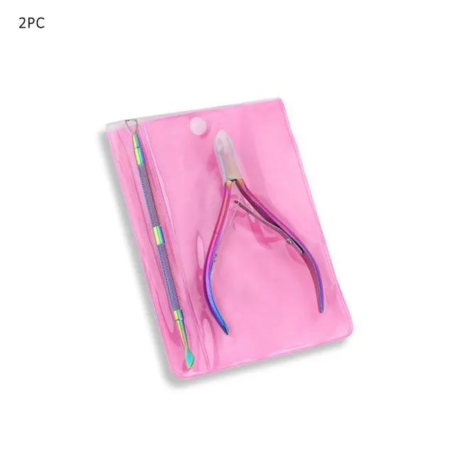 Multi-Typ Regenbogen Edelstahl Nail Art Tools Nagelhautschieber abgestorbene Hautzellen Gabel Gel Entferner Nipper Pinzette Pediküre Maniküre Set