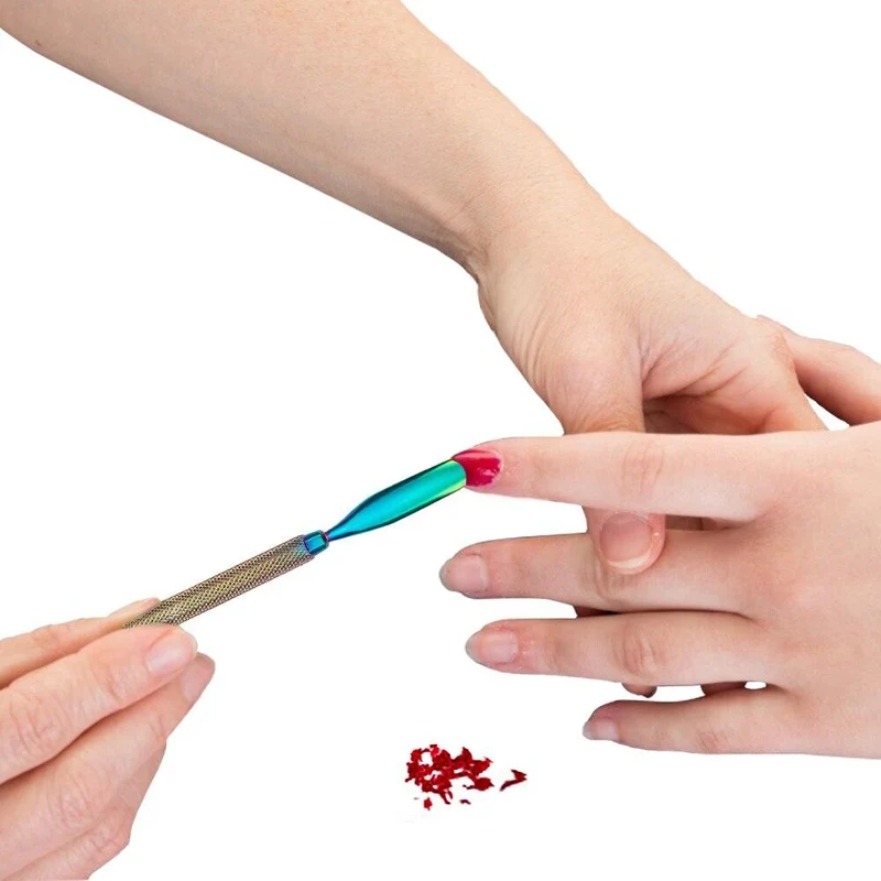 Multi-Typ Regenbogen Edelstahl Nail Art Tools Nagelhautschieber abgestorbene Hautzellen Gabel Gel Entferner Nipper Pinzette Pediküre Maniküre Set