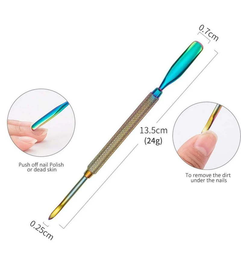 Multi-Typ Regenbogen Edelstahl Nail Art Tools Nagelhautschieber abgestorbene Hautzellen Gabel Gel Entferner Nipper Pinzette Pediküre Maniküre Set