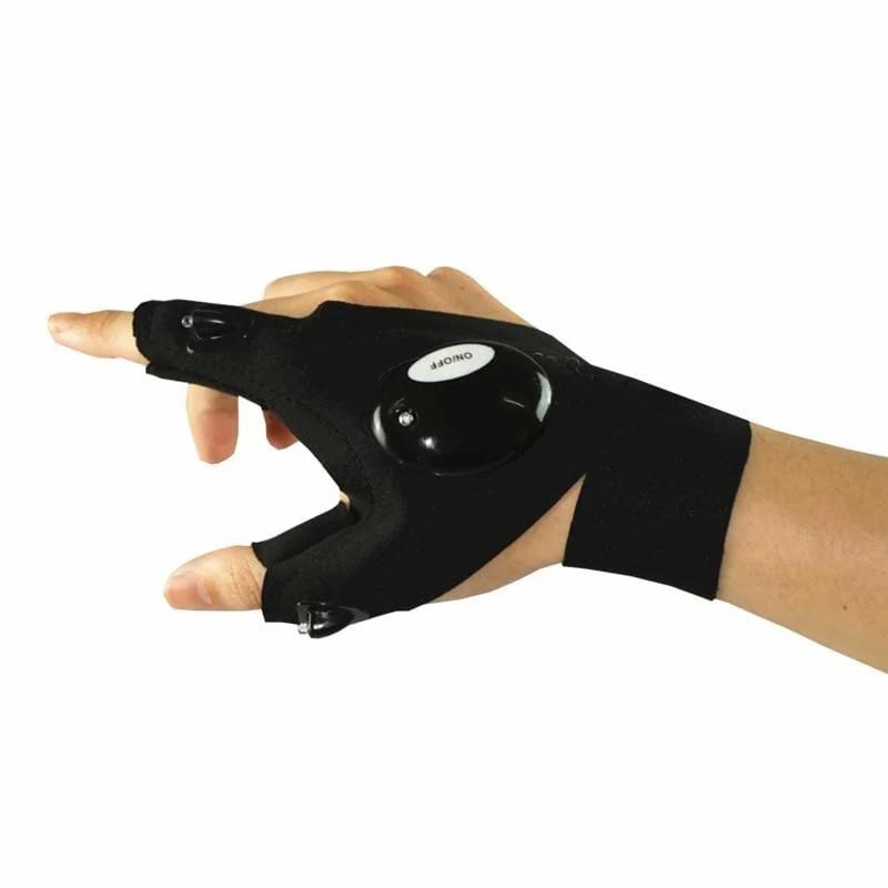 Nachtlicht Wasserdichte Angelhandschuhe mit LED-Taschenlampe Rettungswerkzeuge Outdoor-Ausrüstung Radfahren Praktische langlebige fingerlose Handschuhe