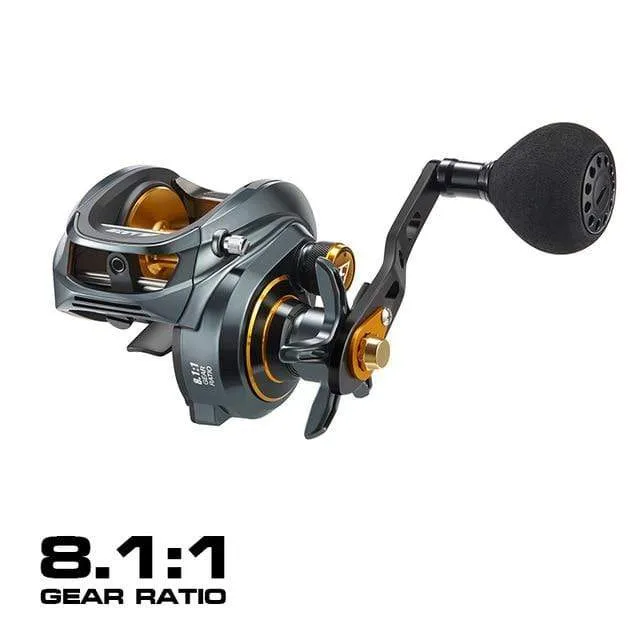 300 Low Profile Baitcasting Reel 15KG Max Drag 8 + 1 Lager Aluminiumrahmen Süßwasser Salzwasser Angelrolle