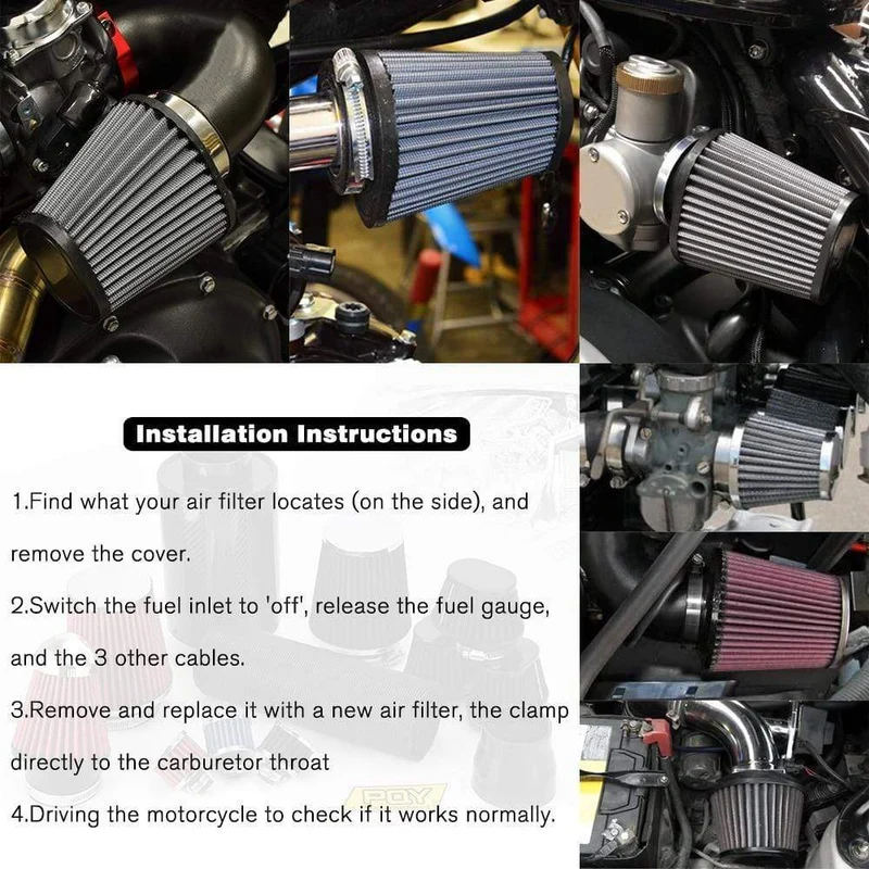 Motorrad-Luftfilter 60 mm 55 mm 51 mm Universal für Motor Auto Minibike Cold Air Intake High Flow Kegelfilter HT-AIT32