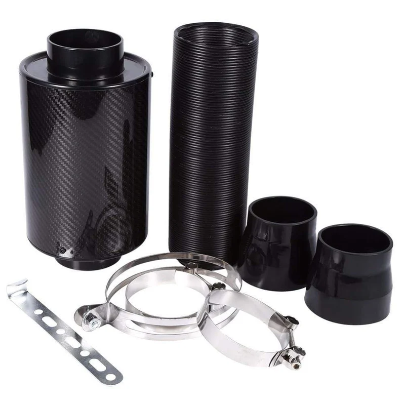 1 Set Universal Auto 3 Zoll Kohlefaser Kaltluftfilter Feed Geschlossene Ansaugrohr Schlauch Kit Universal