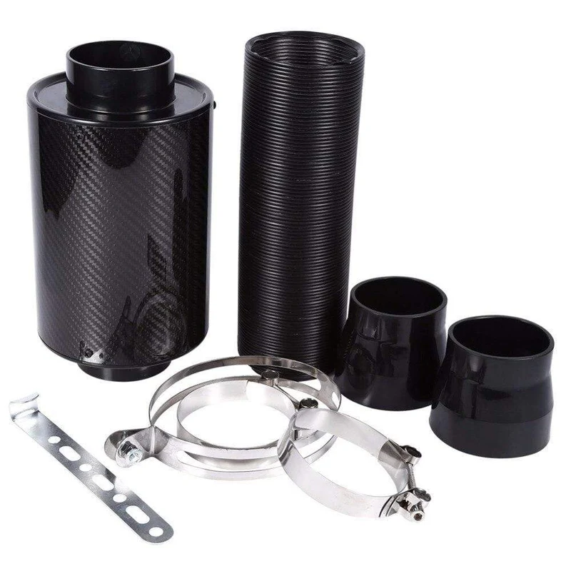 1 Set Universal Auto 3 Zoll Kohlefaser Kaltluftfilter Feed Geschlossene Ansaugrohr Schlauch Kit Universal