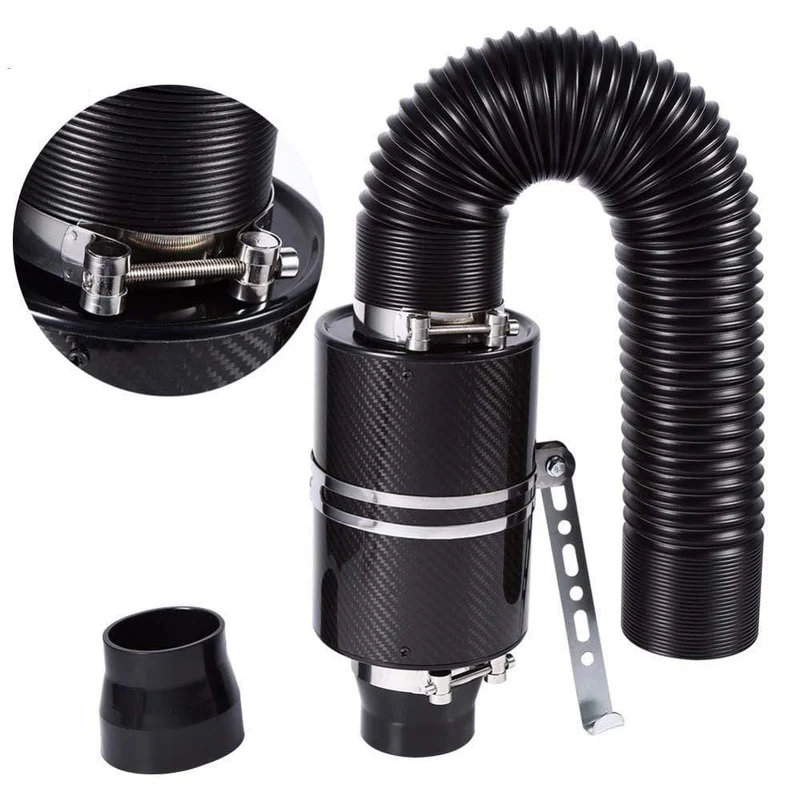 1 Set Universal Auto 3 Zoll Kohlefaser Kaltluftfilter Feed Geschlossene Ansaugrohr Schlauch Kit Universal