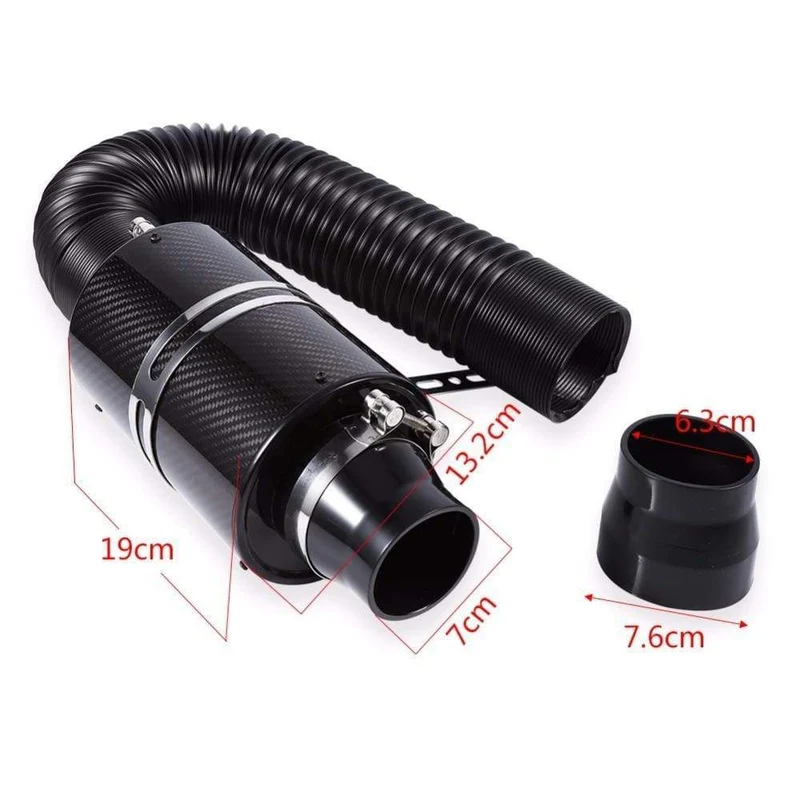 1 Set Universal Auto 3 Zoll Kohlefaser Kaltluftfilter Feed Geschlossene Ansaugrohr Schlauch Kit Universal