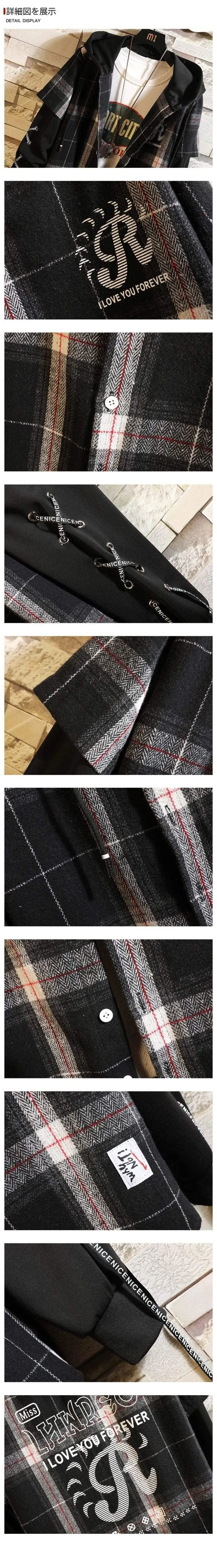 Plaid Hoodie Sweatshirt Männer Flanell Fleece Stil Hip Hop High Street Casual Strickjacke Langarm