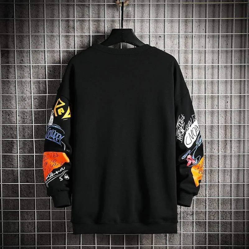 Männer Casual Hoodie Sweatshirt Vintage Gemalt Stil Hip Hop Kreativität Herbst Streetwear 2021 Mode Crewneck Baumwolle Männer Hoodies