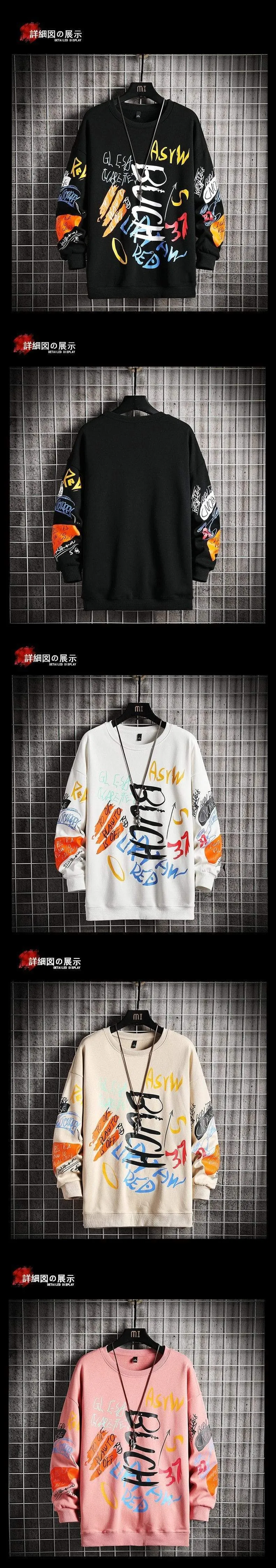 Männer Casual Hoodie Sweatshirt Vintage Gemalt Stil Hip Hop Kreativität Herbst Streetwear 2021 Mode Crewneck Baumwolle Männer Hoodies