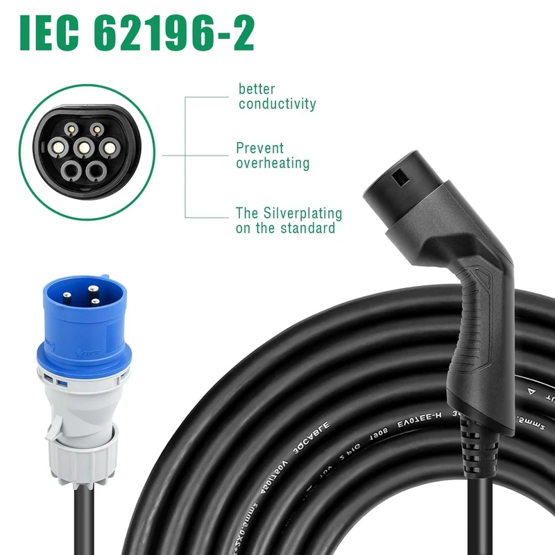 EV-Ladegerät Typ 2 umschaltbar 8/16/24/32 A 1-phasiges tragbares EV-Ladeboxkabel IEC 62196-2 für EVSE-Elektrofahrzeug für Audi