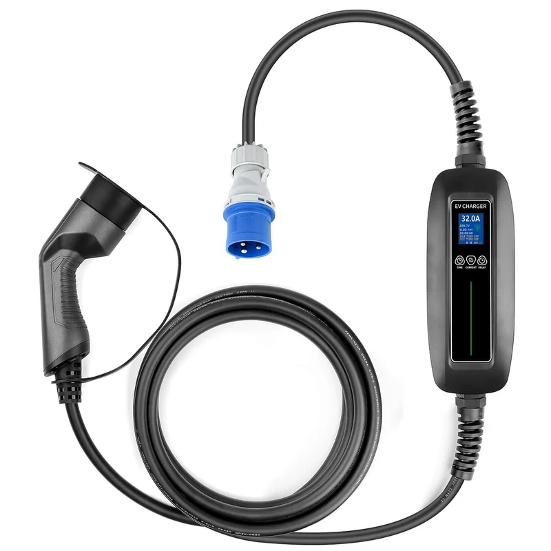 EV-Ladegerät Typ 2 umschaltbar 8/16/24/32 A 1-phasiges tragbares EV-Ladeboxkabel IEC 62196-2 für EVSE-Elektrofahrzeug für Audi