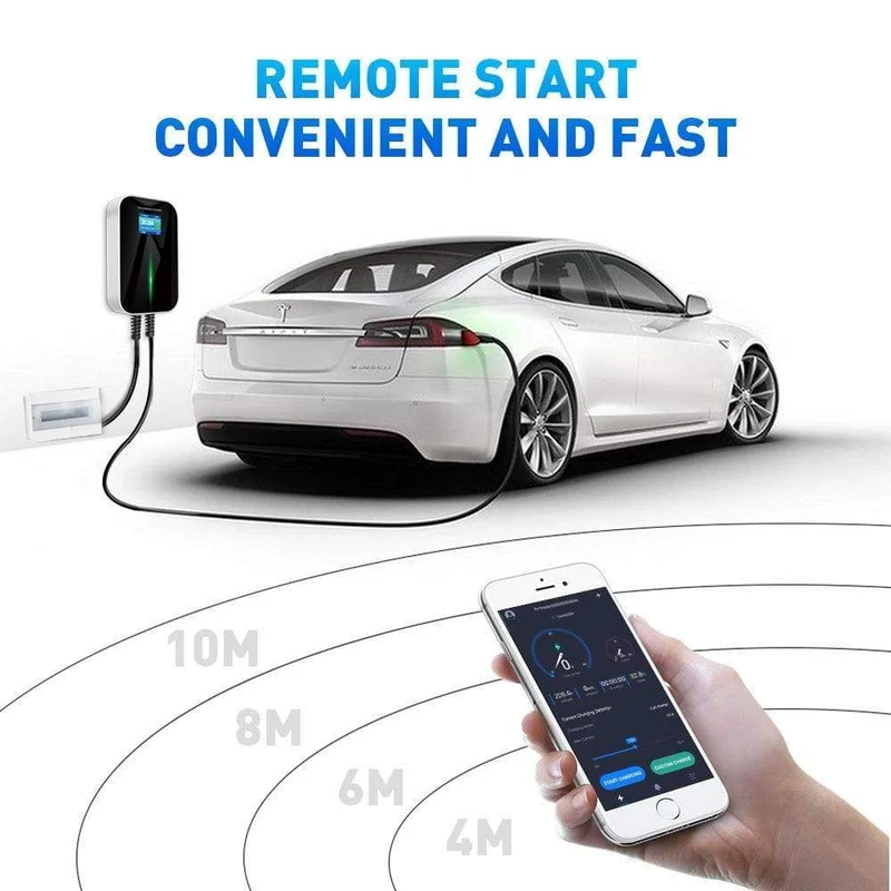 EVSE APP Control Ladegerät Wallbox 32A 1Phase 7.2 KW EV Elektrofahrzeug Ladestation mit Typ 2 6.1 M Kabel IEC 62196-2 Stecker