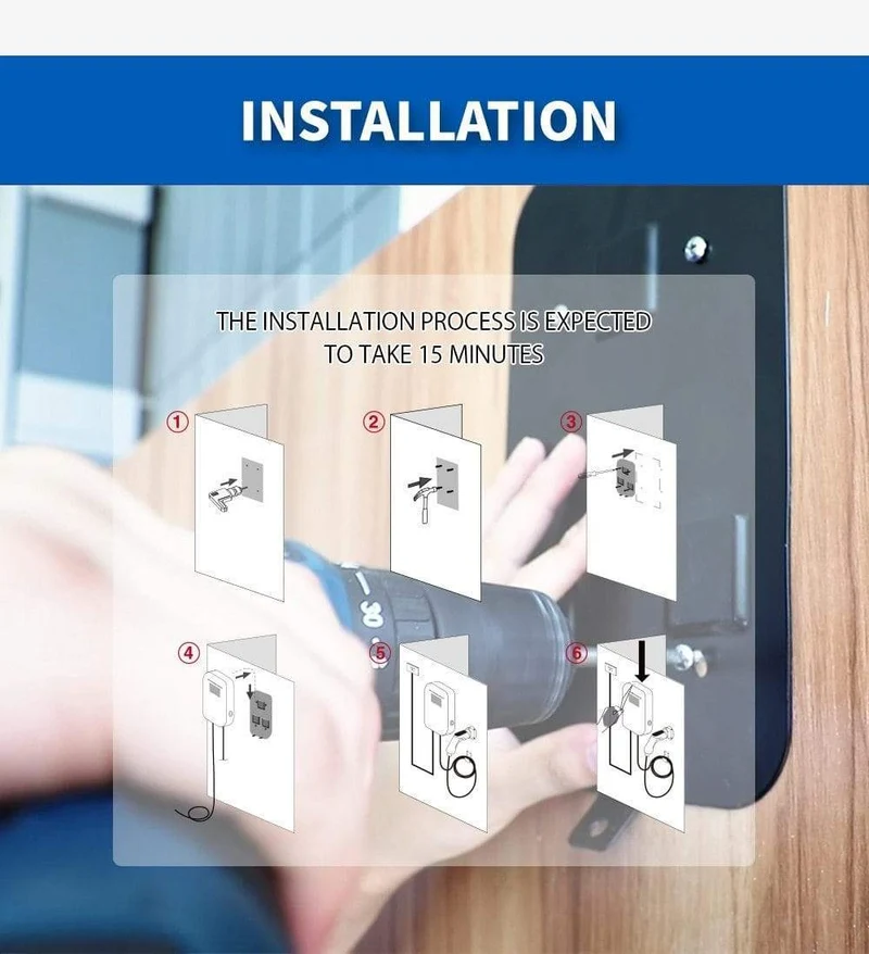 EVSE APP Control Ladegerät Wallbox 32A 1Phase 7.2 KW EV Elektrofahrzeug Ladestation mit Typ 2 6.1 M Kabel IEC 62196-2 Stecker