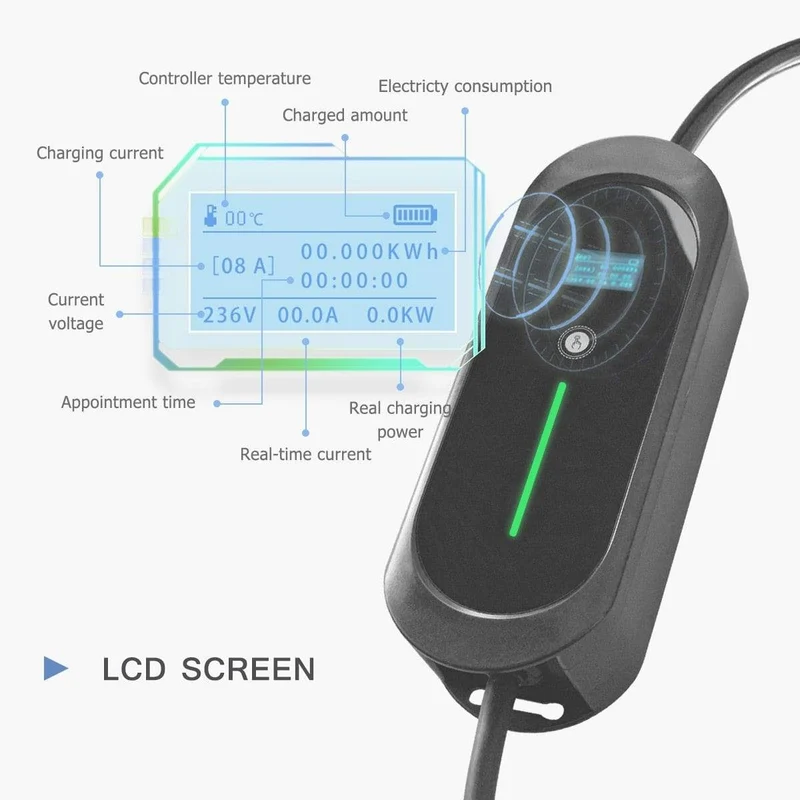 J1772 EV-Ladegerät Typ 1 Level 2 EVSE 5 m tragbare, verstellbare, steuerbare Ladestationen für Elektroautos