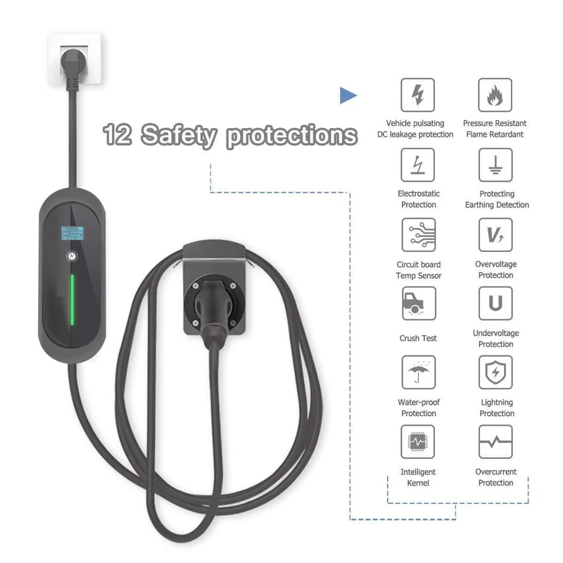 J1772 EV-Ladegerät Typ 1 Level 2 EVSE 5 m tragbare, verstellbare, steuerbare Ladestationen für Elektroautos