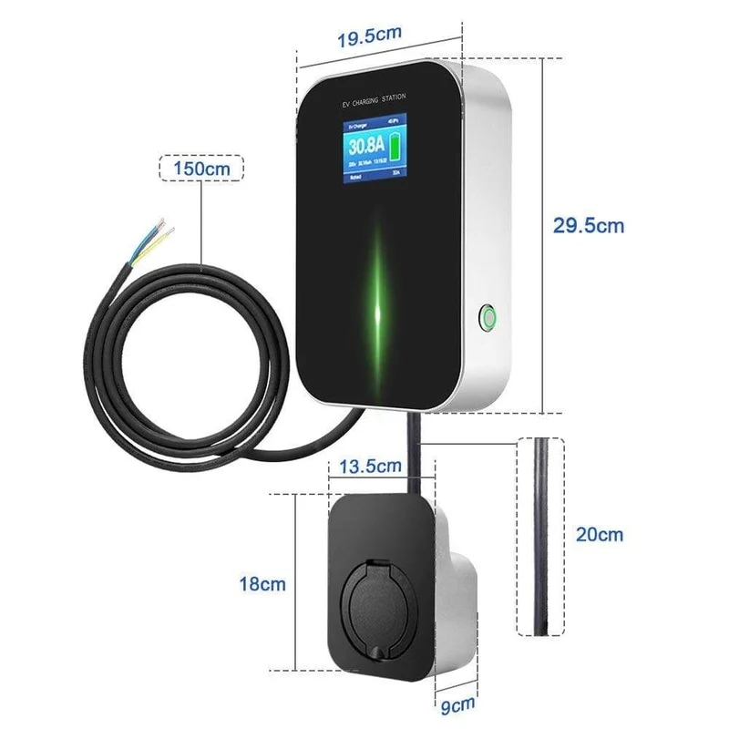 IEVISON 32A 3-Phasen-22-kW-EV-Ladegerät Wallbox Ladestation für Elektrofahrzeuge Typ 2-Buchse IEC 62196-2 mit kostenlosem Halter
